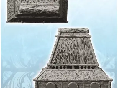 Medieval building with very high roof and entrance canopy 7 - Me 3D print model