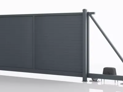 Aluminum Electric Sliding Gate - Model 2 - 10cm Wall - 3D model