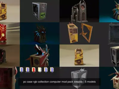 pc case rgb collection computer mod pack lowpoly