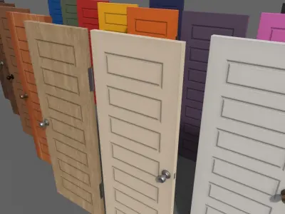 PBR Wood Door A7 Low-poly 3D model