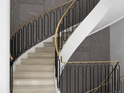 Neoclassical spiral staircase 4 3D model