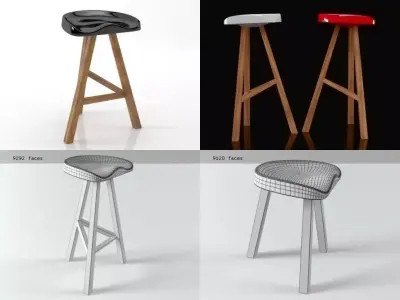 Heidi different wooden stools 3D model