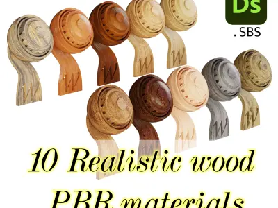 10 wood PBR materials sbs included Texture