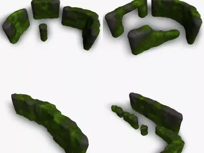 Cave Walls Combo - Moss 2 Low-poly 3D model