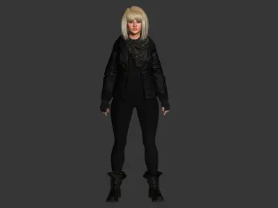 Emely -Blonde American Woman Rider Outfit Realistic 3D Character Low-poly 3D model