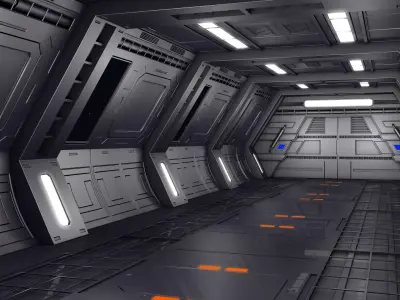 Sci Fi Corridor Spaceship Interior 3D model