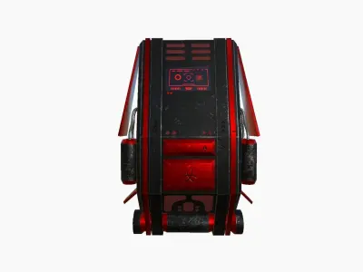 SciFi Backpack F08 Black Red - Fashion Character Design Low-poly 3D model