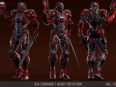 Sci-Fi Futuristic Armor Soldier Rigged Low-poly 3D model