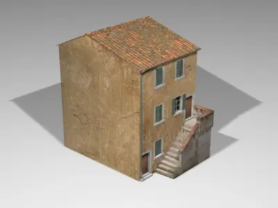 3 storey Italian residential building Low-poly 3D model