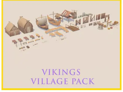 Vikings Village Pack Low-poly 3D model