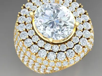 Light Gold Diamond Men Ring 2MR019 3D print model