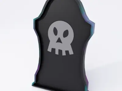 Tombstone low poly 3d model with skull Free low-poly 3D model