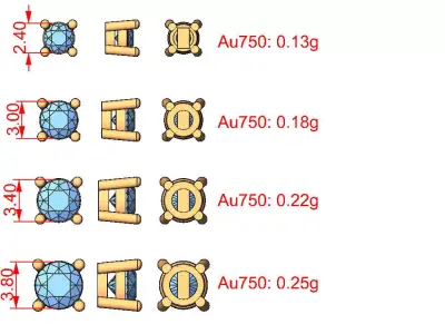 Diamond Light Point Earring Settings Free 3D print model