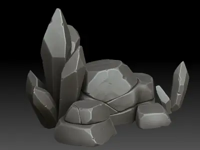 stylized rocks and crystals 3D model
