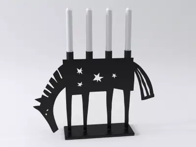 Horse candle holder with four candles 3D model
