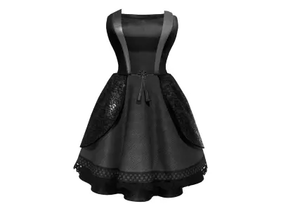 Black and Red Gothic Party Dress Low-poly 3D model