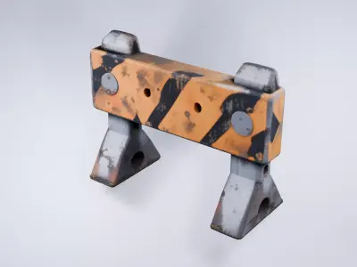 Concrete Roadblock - Low Poly Stylized Barrier 3D model