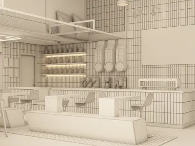 Coffee Shop 3D Industrial Style 3D model