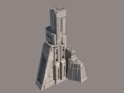 Brutalist Sci Fi Skyscrapers Kit 3D model