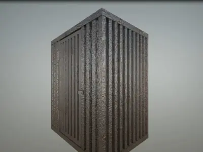 rusty cage with door and latch Low-poly 3D model