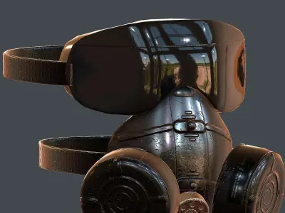 Gas mask helmet 3d model scifi Low-poly  Low-poly 3D model