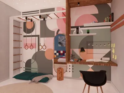 Kids Bedroom interior Scene 3D model