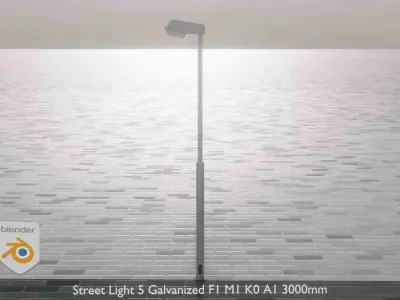 Street Light 5 Galvanized F1 M1 K0 A1 3000mm Low-poly 3D model