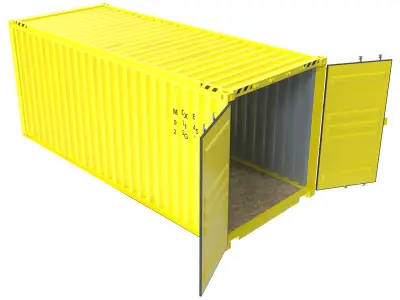 Yellow transport 20ft container 3D model