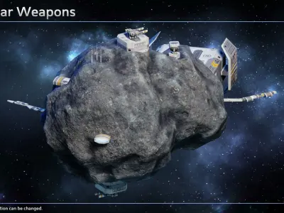 Modular Asteroid Base Low-poly 3D model