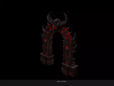 Low Poly Stylized Infernal Archgate  Demonic Portal Low-poly 3D model
