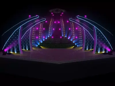 Stage with neon lights 3D model