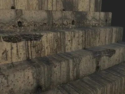 Concrete Stairs Dirty Low-poly 3D model