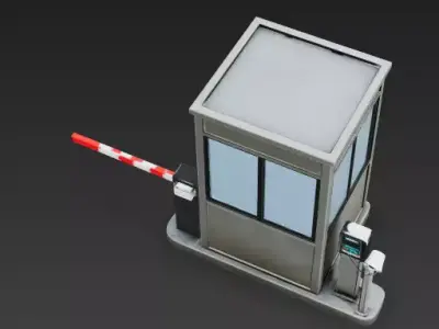 Modern Parking Security Booth And Barrier 3D Model Low-poly 3D model