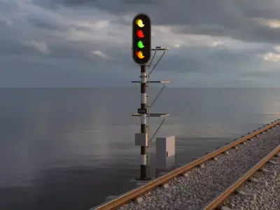 Railroad Traffic Light  Full Optics and Cabinet 3D model