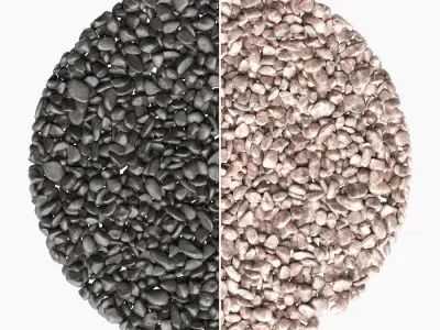 Round and square form pebbles 01  3D model