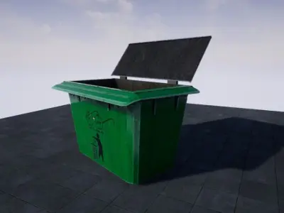 Dustbin trash can Low-poly 3D model
