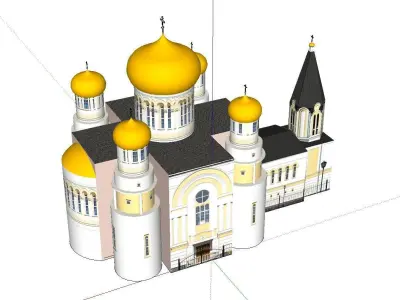 Architecture-Religion-God-Culture-Temple-024 church with two ... 3D model