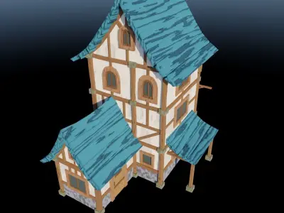 Medieval Low Poly House 2 Low-poly 3D model