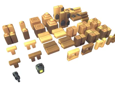 Cube World Wood Block - Proto Series Low-poly 3D model