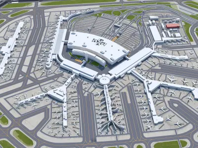 OHare International Airport 15km Low-poly 3D model