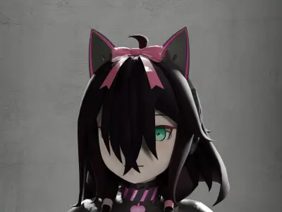anime Catgirl Low-poly 3D model