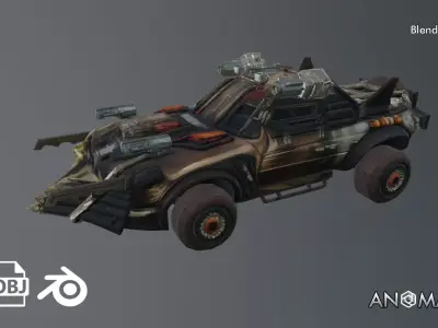 postapocalyptic car prop Free 3D model