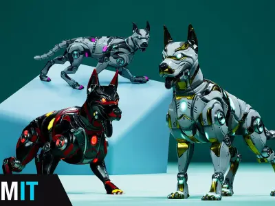 Sci-Fi Dog Low-poly 3D model