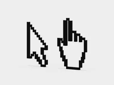 Mouse hand and arrow cursor icon Low-poly 3D model