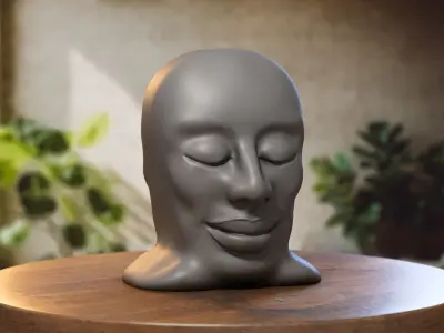 Modern human head Headphone Stand Cyborg Headset Stand 3D print model