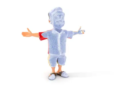 Casual Hawaiian Tourist Character Rigged and Animated Low-poly 3D model