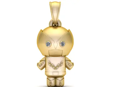  Gold Robot Pendant 3D print model