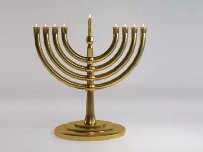 menorah gold 3D model