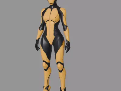 Yellow Black Cyber Assassin Low-poly 3D model