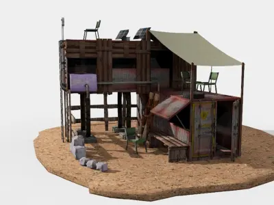 post apocalyptic building shelter house 3D model